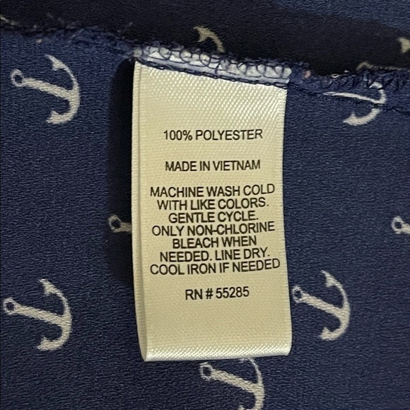 Express sz XS top button down lightweight silky feel navy with white - Picture 12 of 13